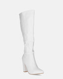 KSENIA - stivali alti con tacco in ecopelle bianca