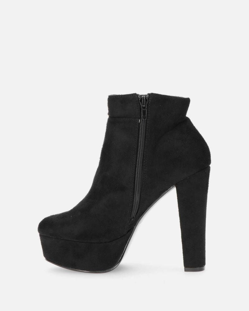 KYRA - stivaletto con tacco in camoscio nero
