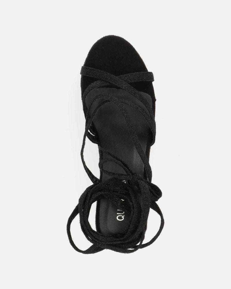 OLLIE - zeppa nera con lacci glitterati
