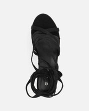 OLLIE - zeppa nera con lacci glitterati