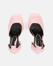 DELANEY - décolleté rosa in raso, tacco alto e doppio plateau