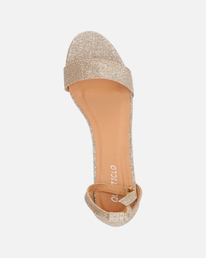 WANDA - sandali con tacco basso in glitter oro