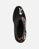 TISHA - stivaletti in camoscio nero con fiori ricamati