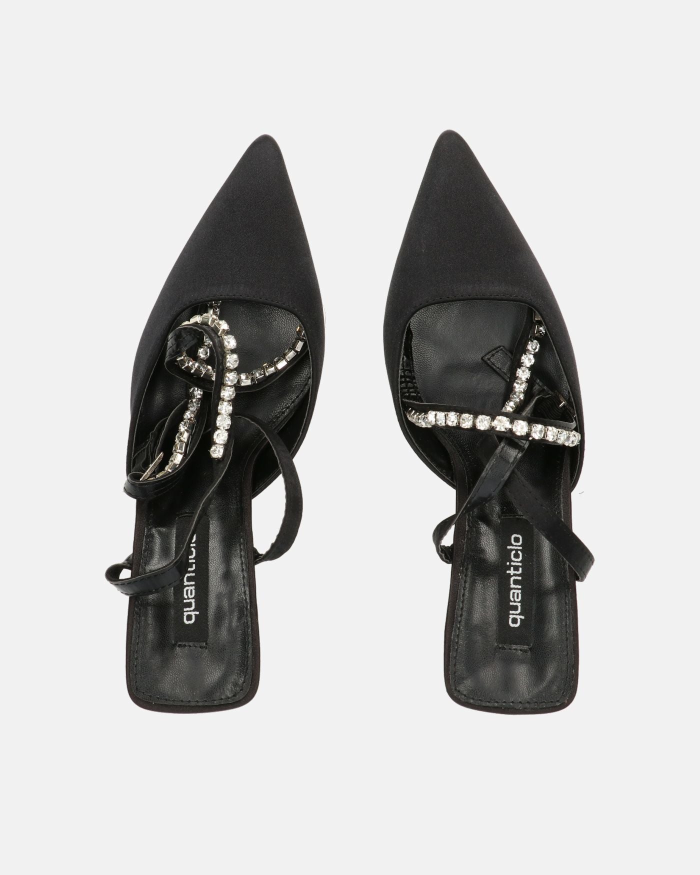 DORIS - scarpe con tacco il lycra nero e gemme sul cinturino