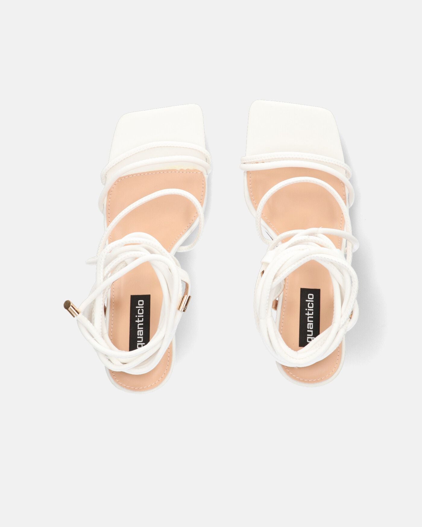 MARISOL - sandali in lycra bianco con lacci e tacco