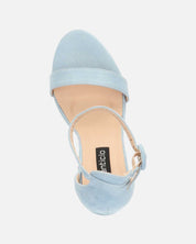 SELENE - sandalo con tacco in camoscio azzurro