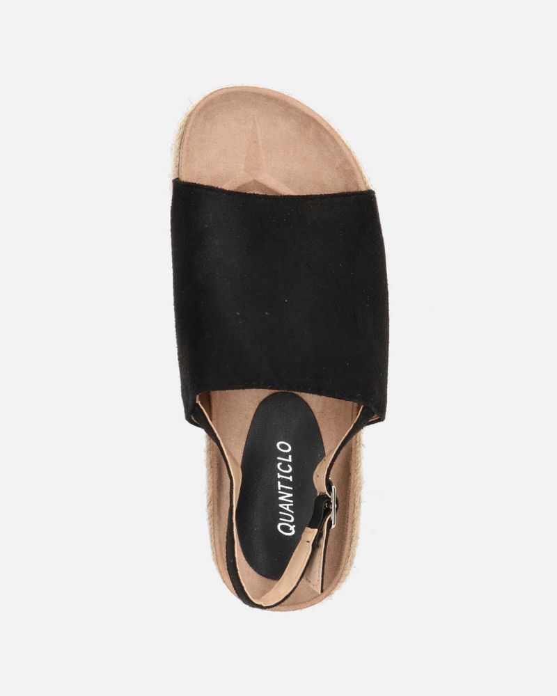 SAPPHIE - sandalo platform con striscia colorata e camoscio nero
