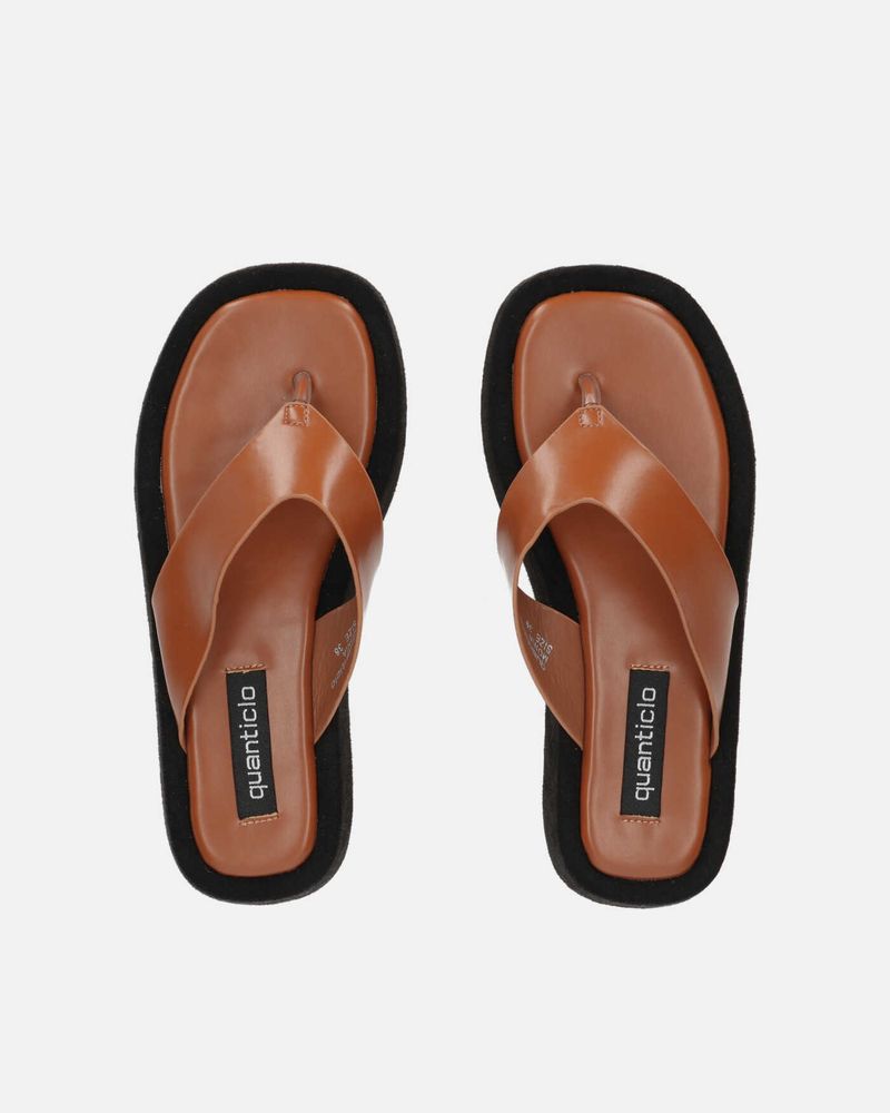 MONIA - sandali infradito marroni con platform in camoscio