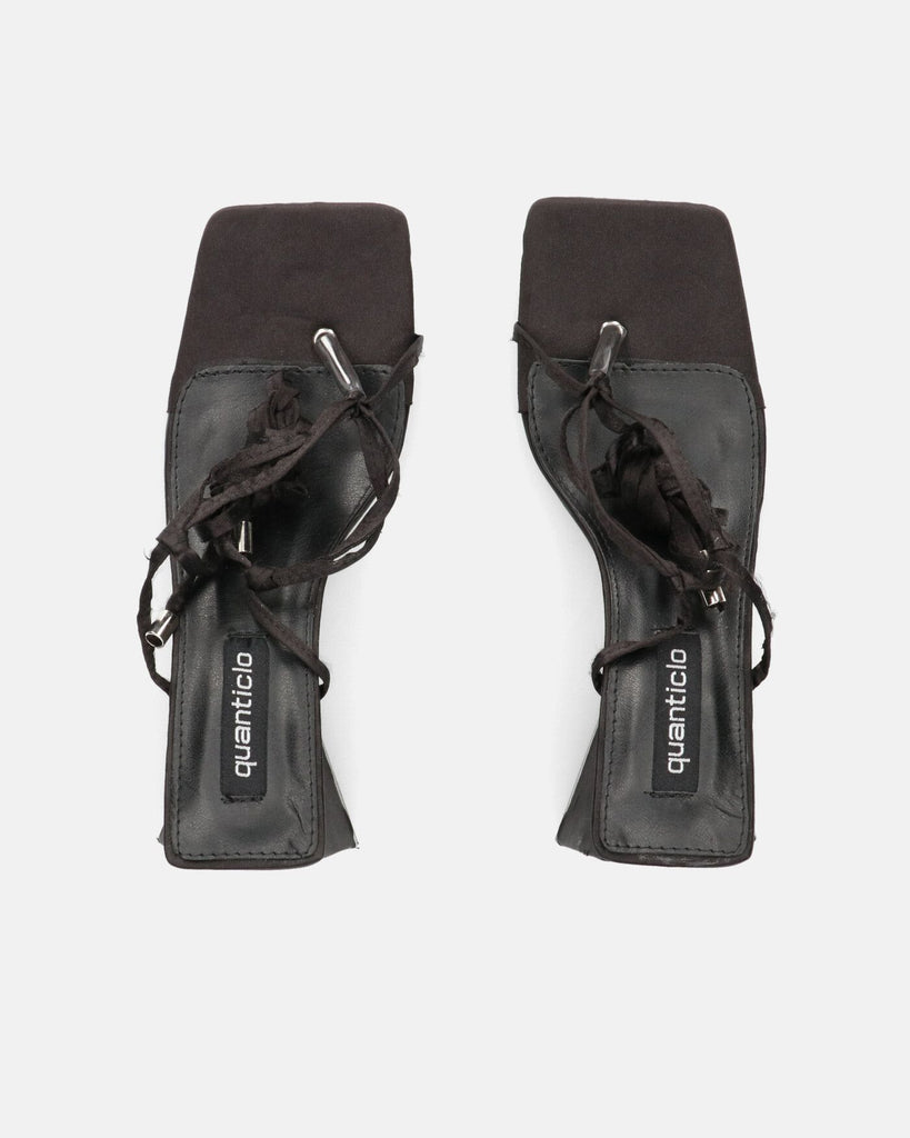 FLORIANA - sandalo con tacco squadrato in lycra nero