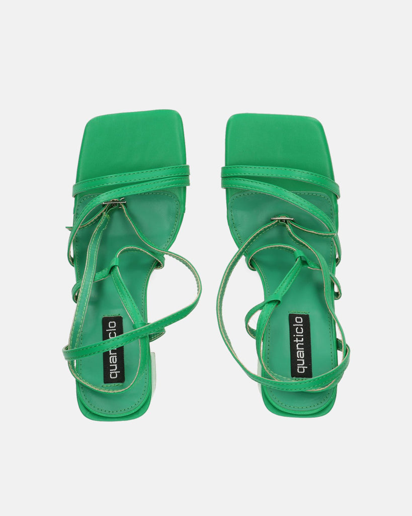 OKSANA - sandali con tacco e cinturino in ecopelle verde