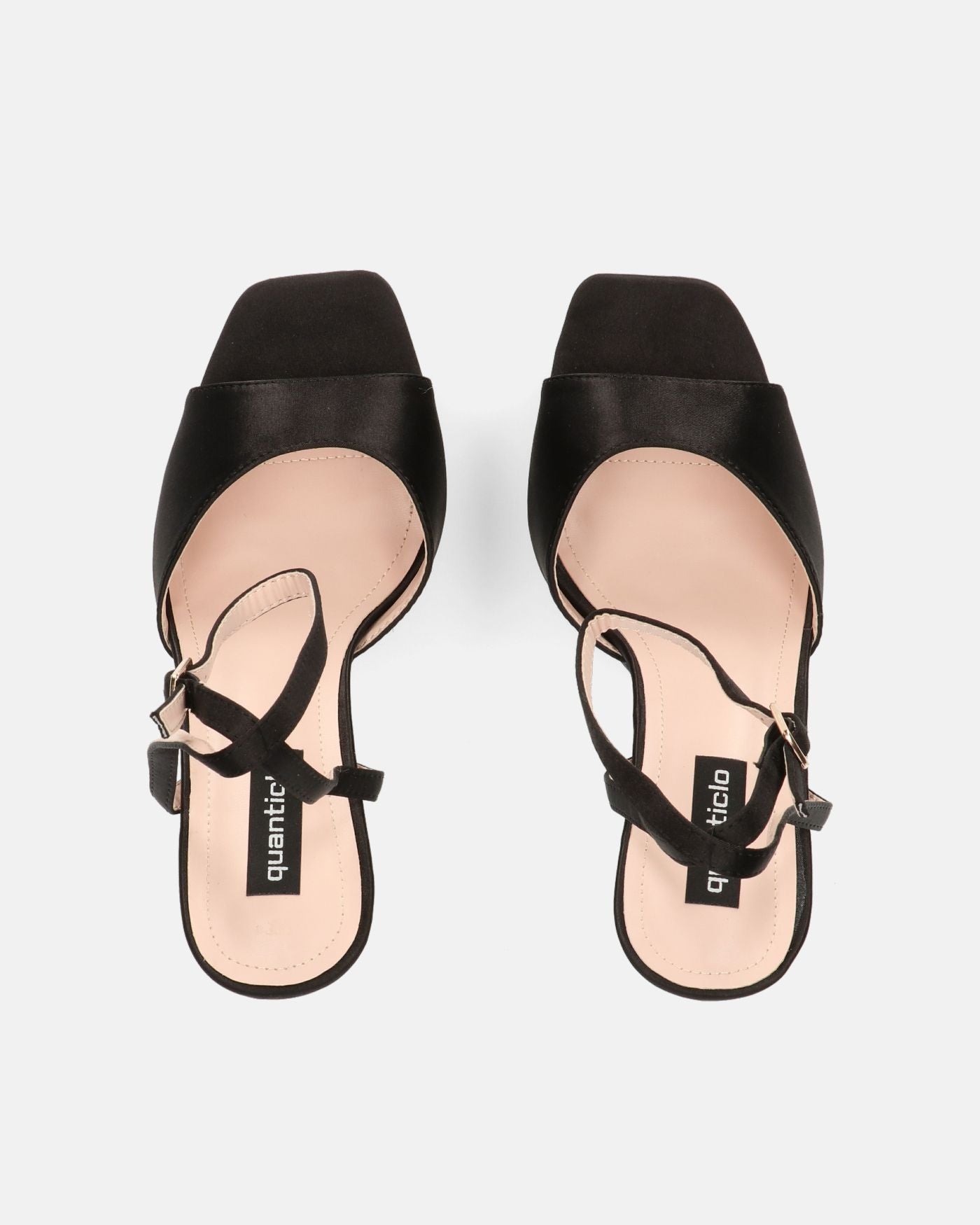 MARZIA - scarpe con tacco squadrato in lycra nero con cinturino