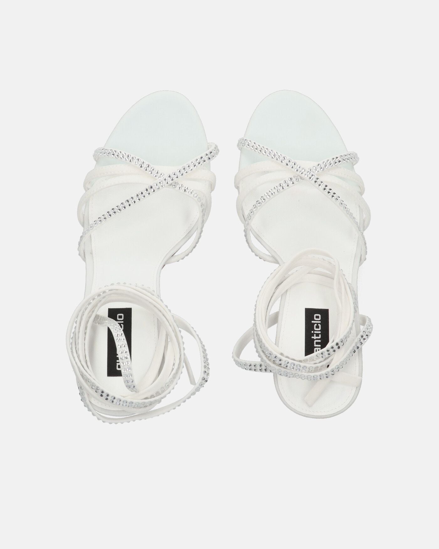 LEDA - sandali con tacco a spillo e lacci con gemme