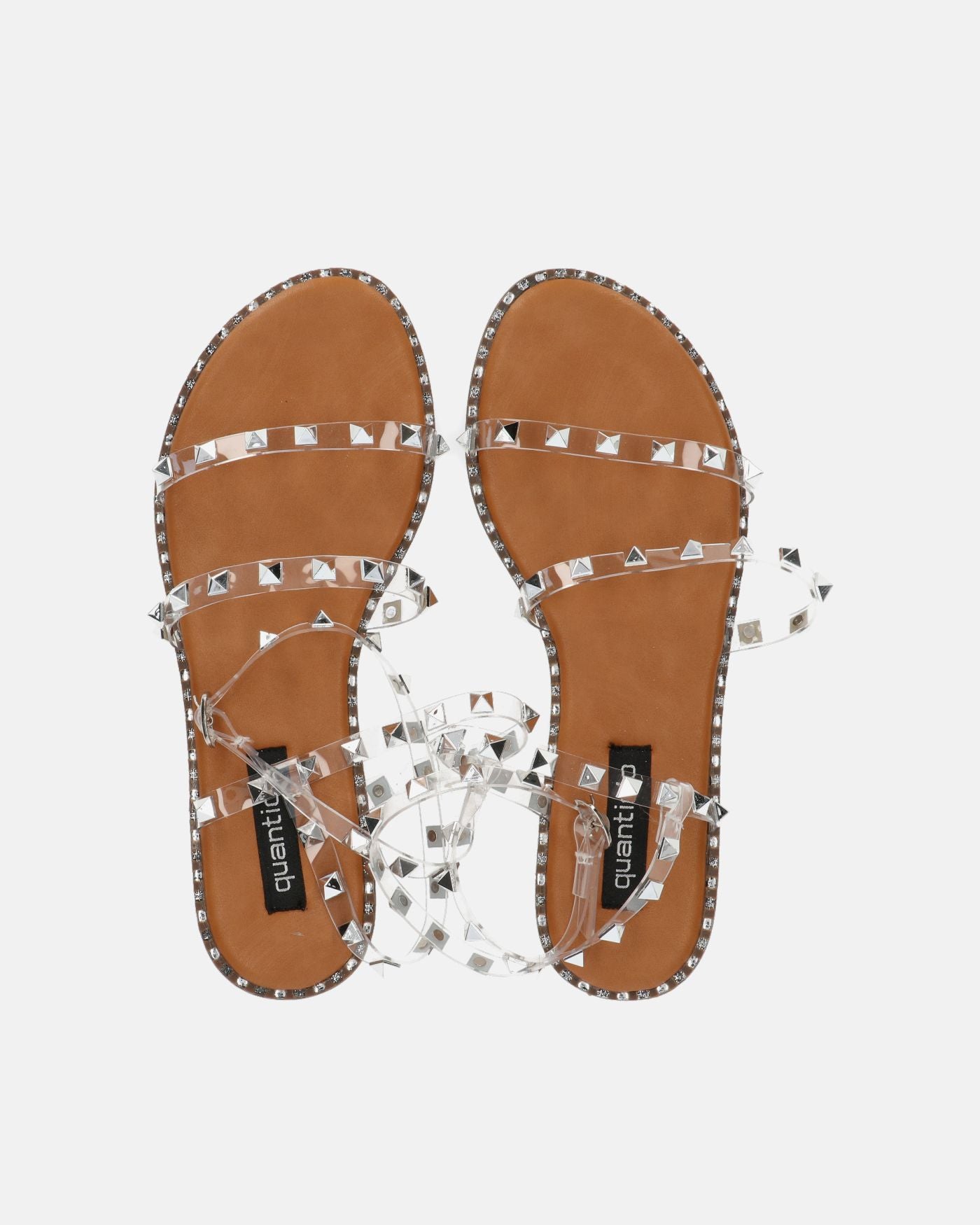 RAJA - sandali con borchie con perspex trasparente e suola beige