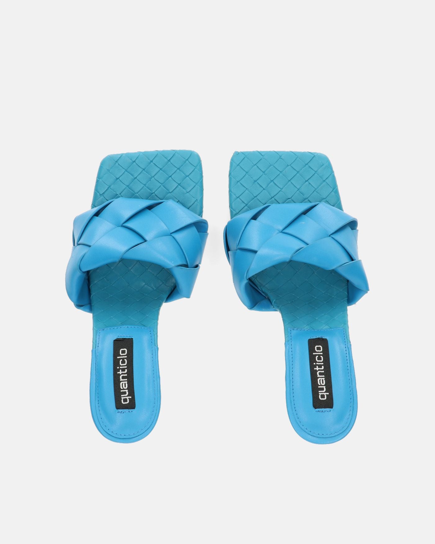 ENRICA - sandalo in pelle blu intrecciata con tacco