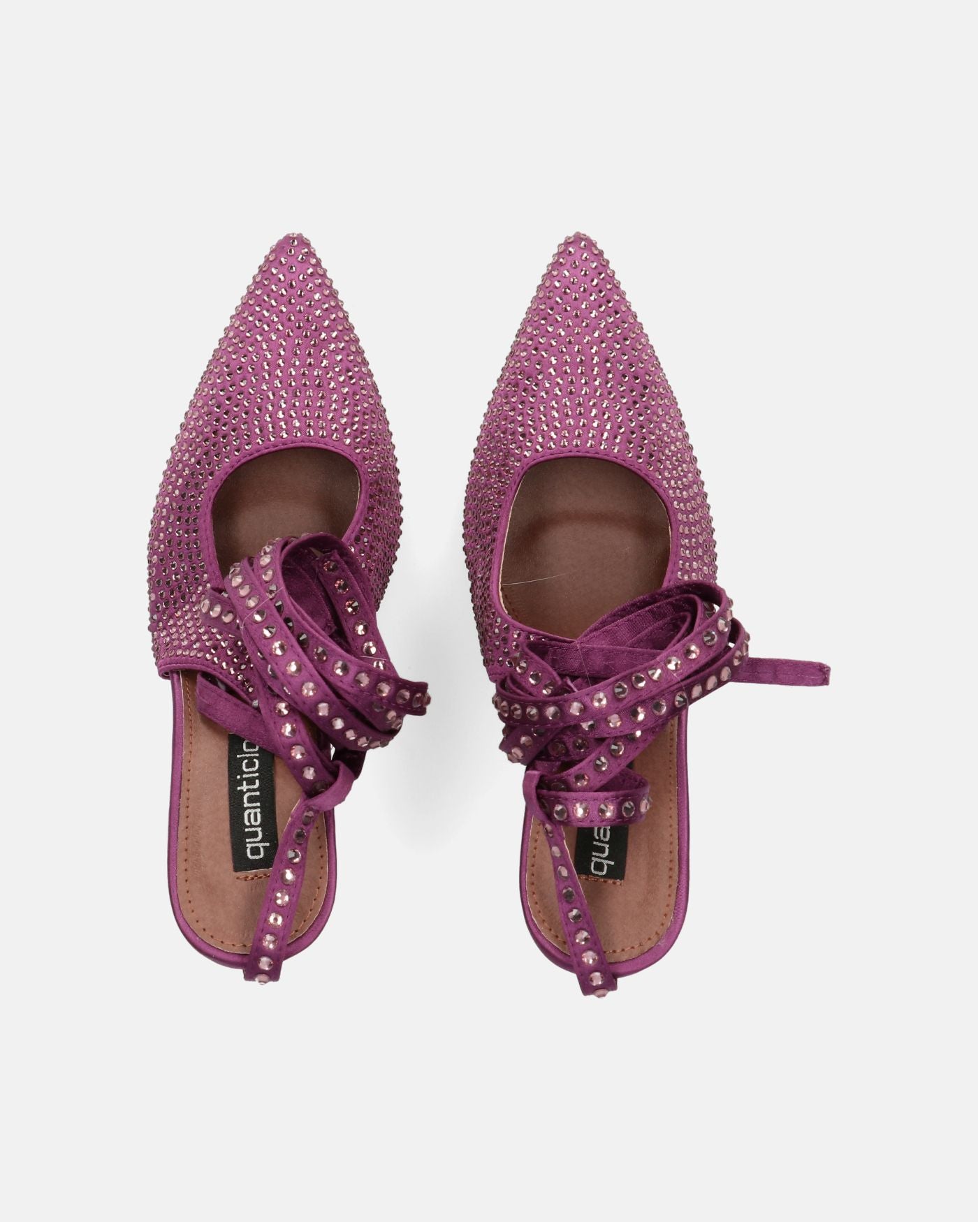 BRYGIDA - sandali con lacci borchiati viola