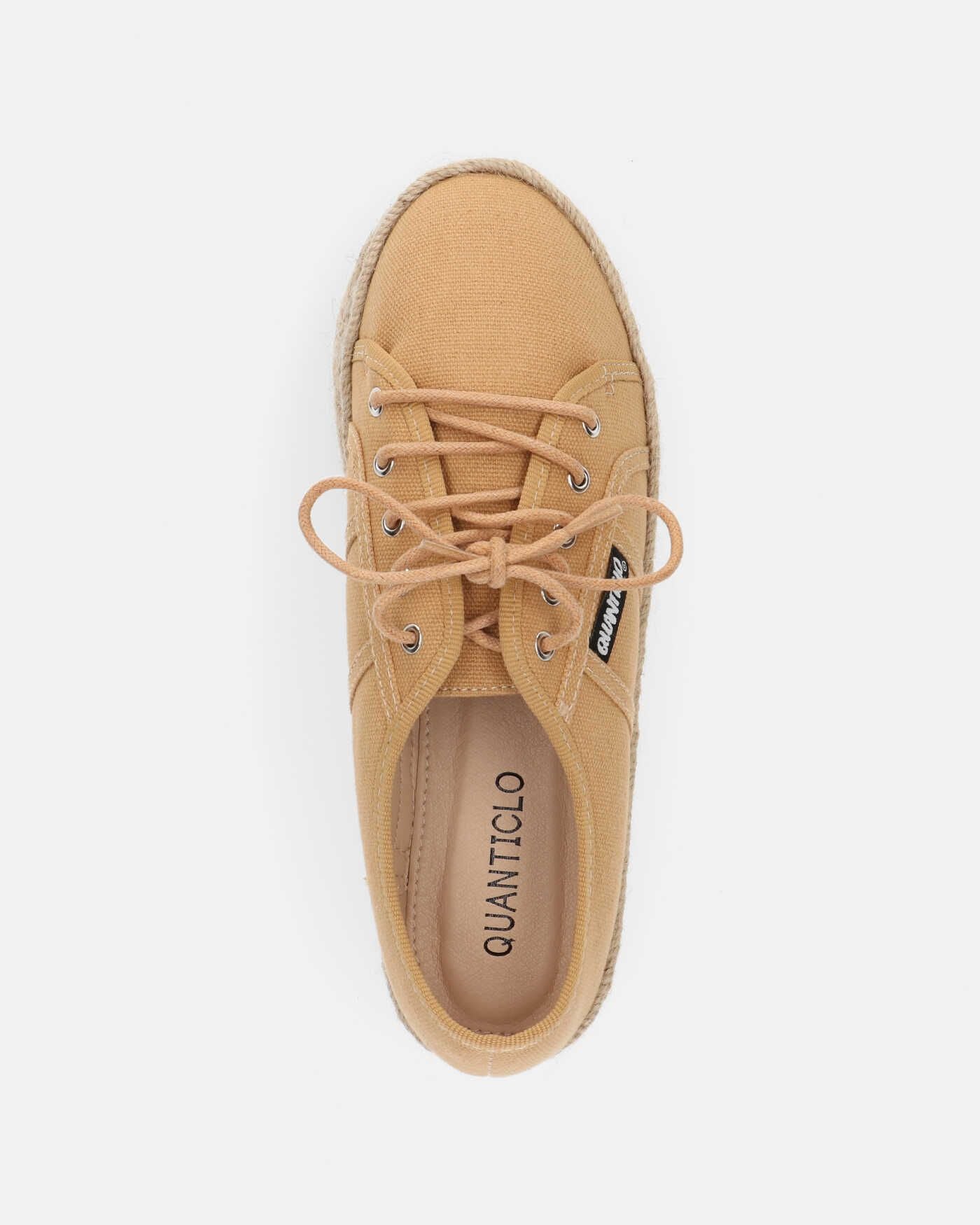 DESTINY - espadrilles à plateforme en dentelle beige