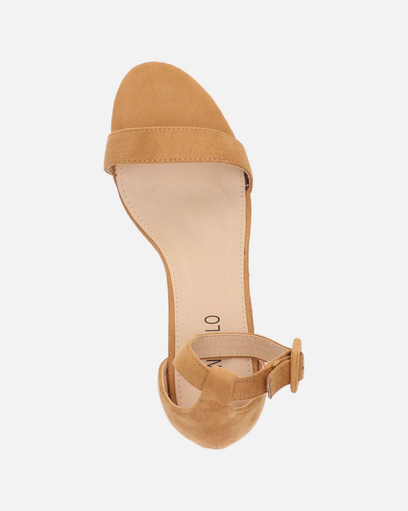 CAMILLA - sandalo con tacco in camoscio beige
