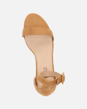 CAMILLA - sandalo con tacco in camoscio beige