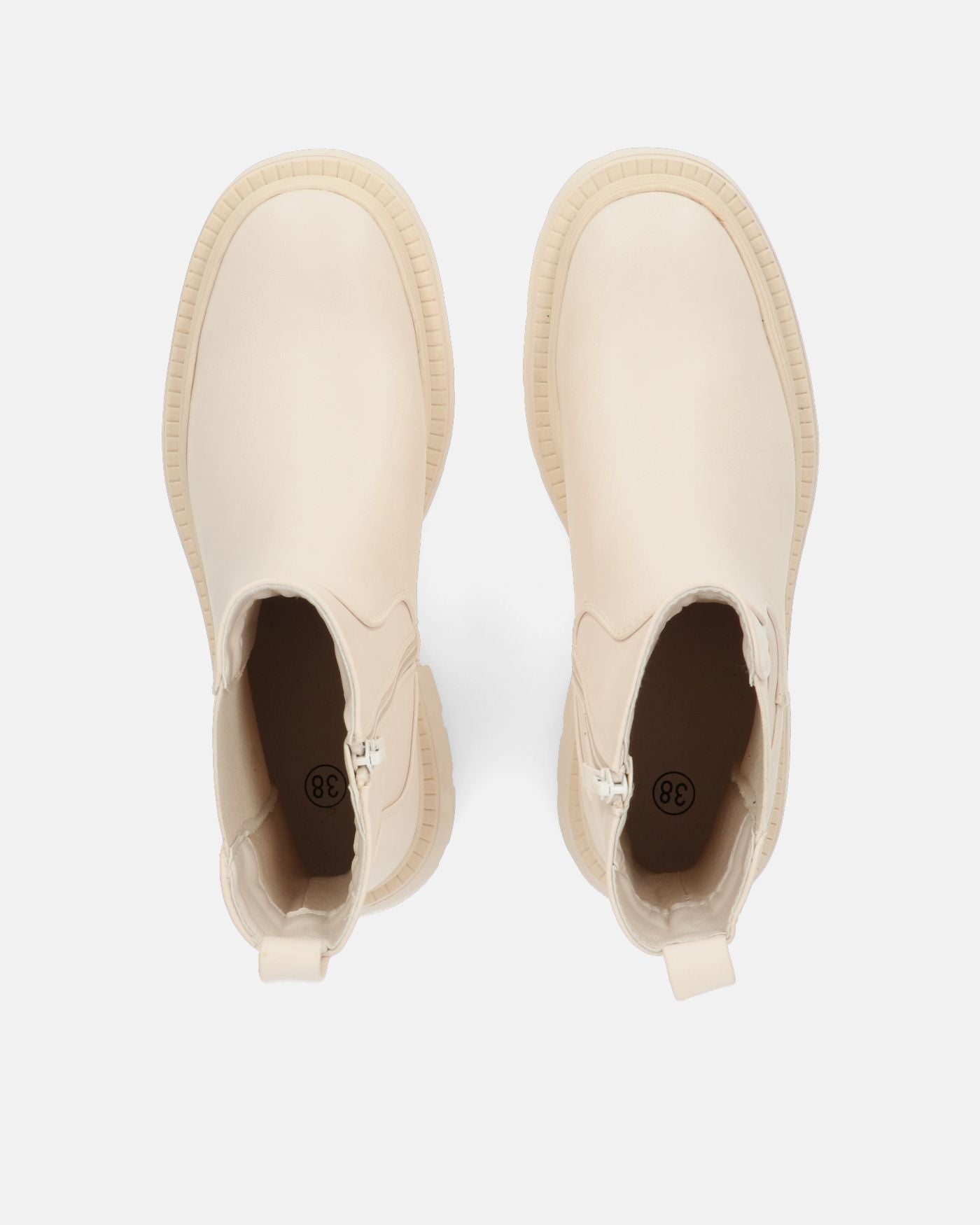 HELGA - stivaletti beige con tessuto elastico laterale