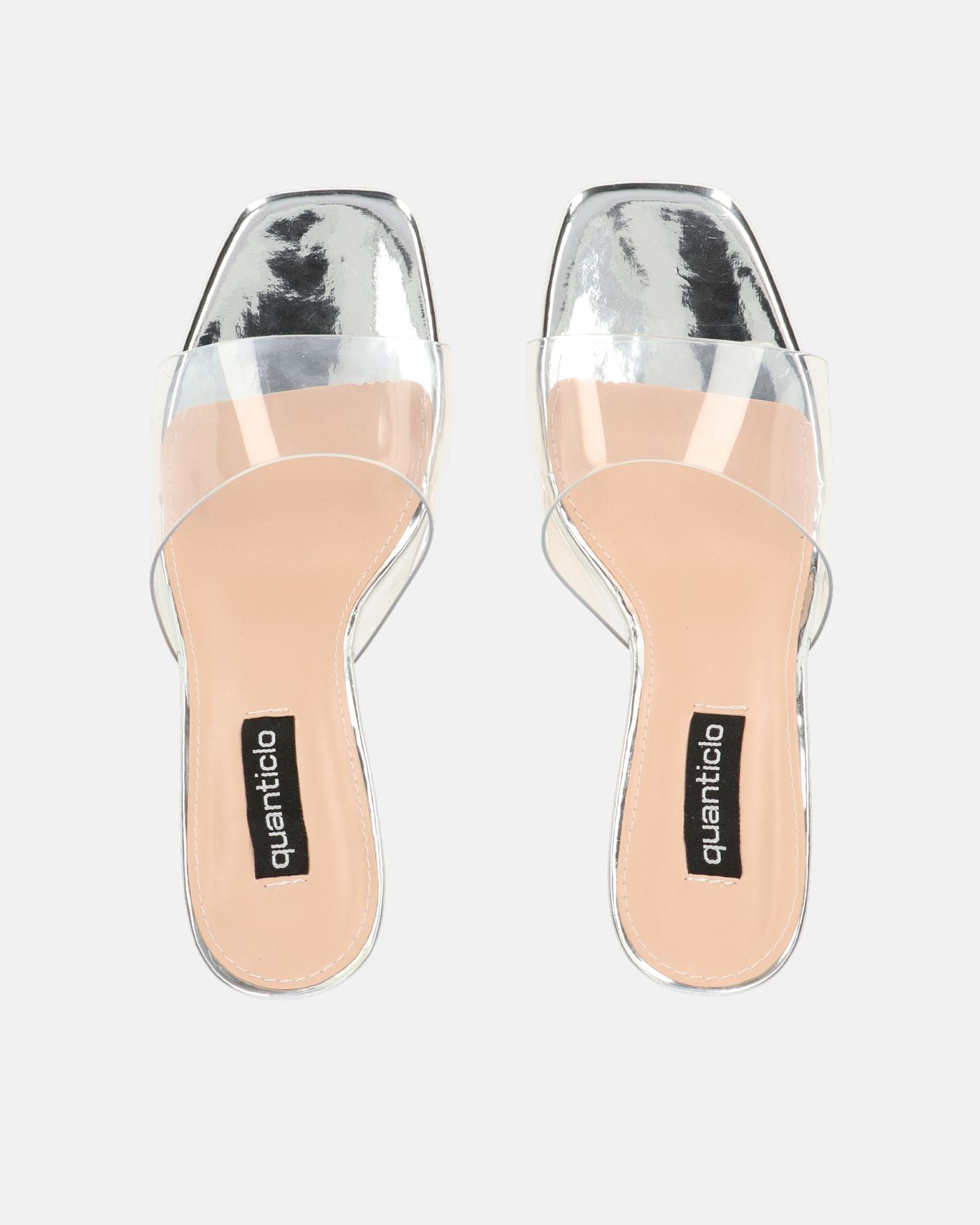FIAMMA - sandalo con tacco in perspex argento con suola beige