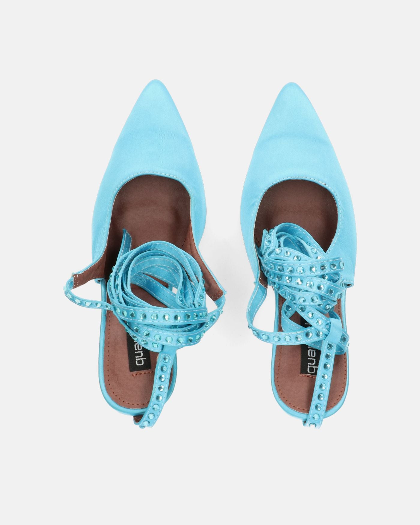 BRYGIDA - sandali in lycra azzurro con lacci borchiati