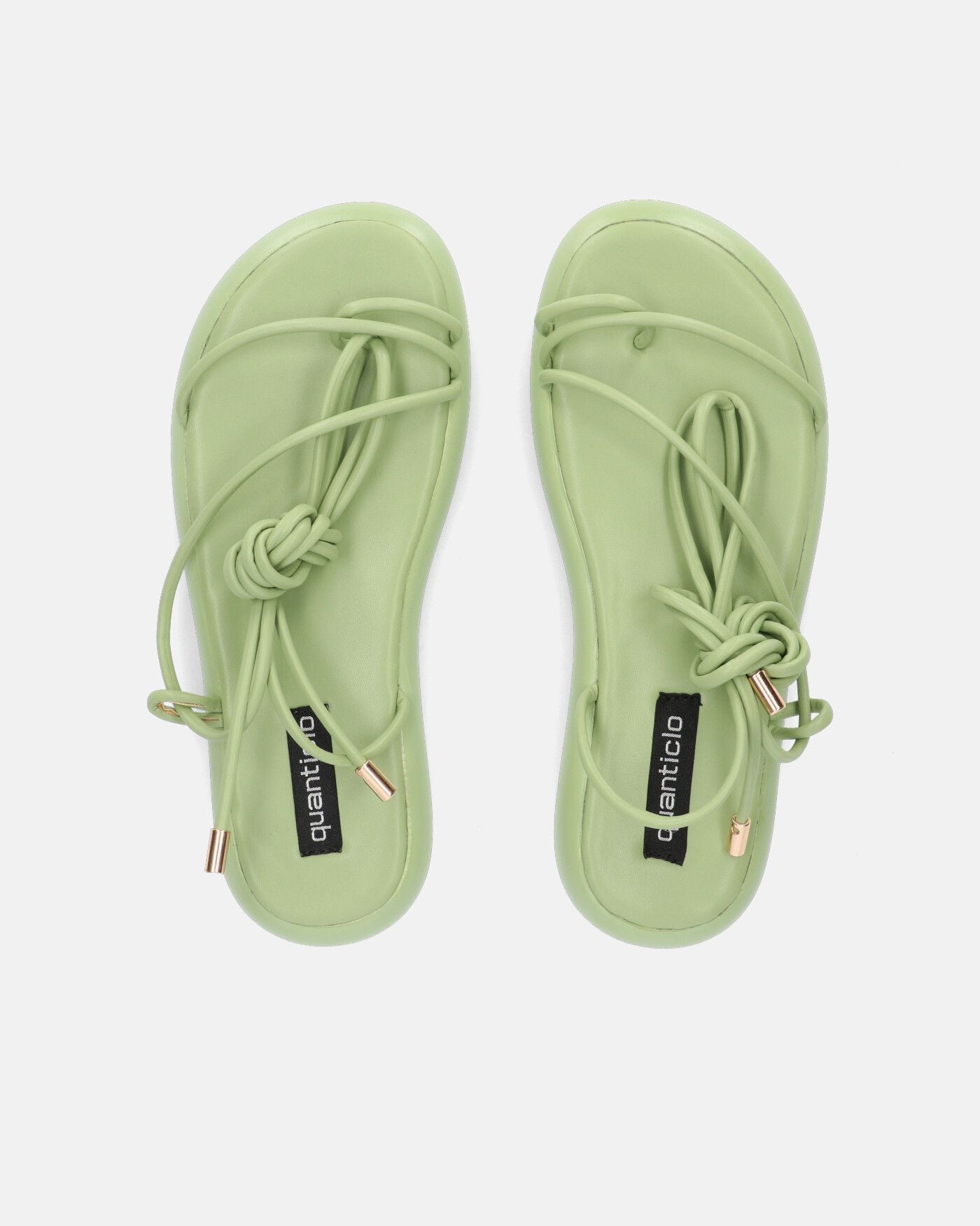 LACEY - sandali infradito bassi verdi con lacci