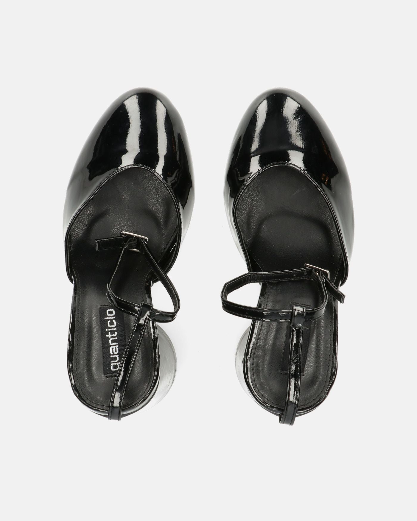 MAYBELLE - sandali in glassy nero con tacco cilindrico