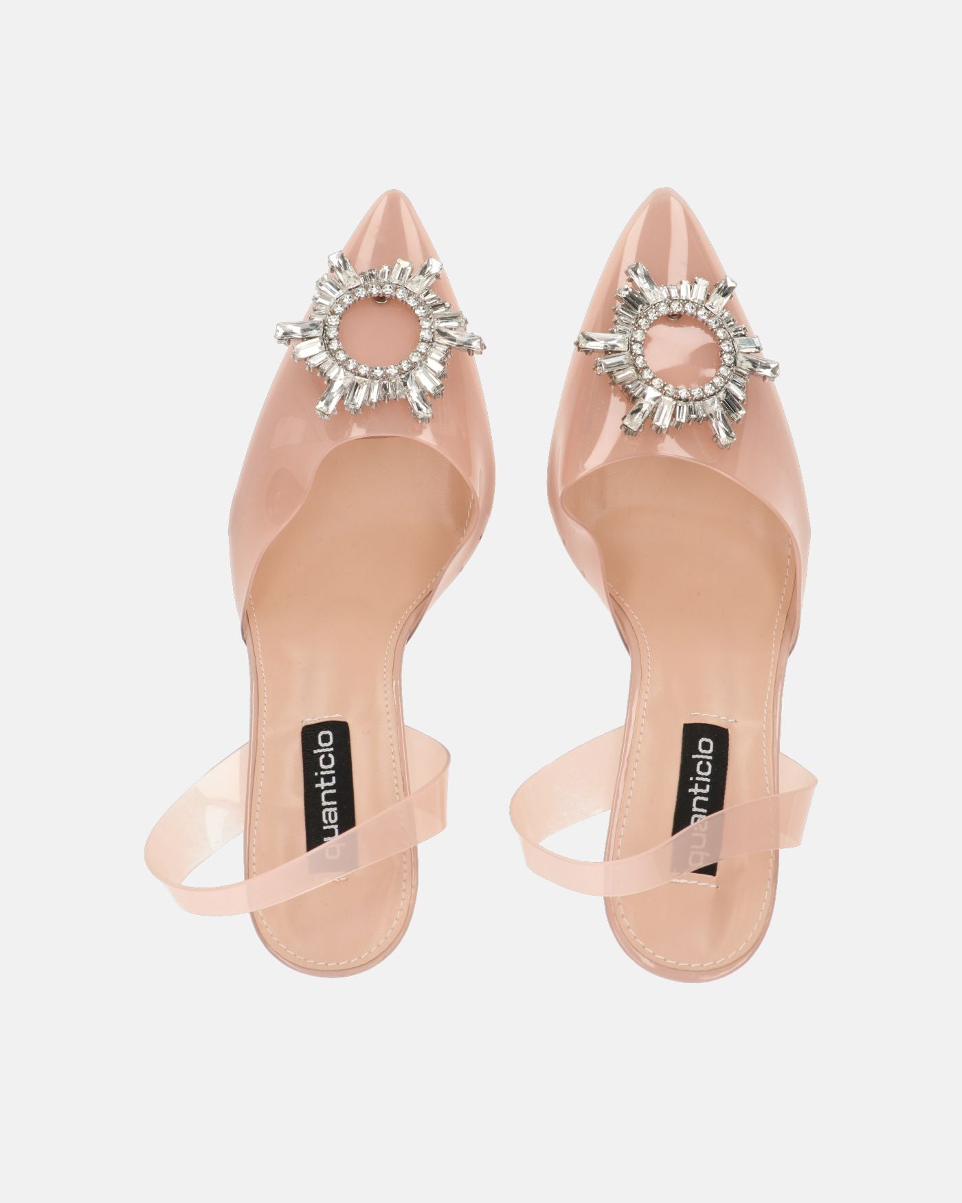 KENAN - scarpe in perspex rosa con decorazione di gemme in punta