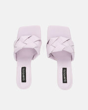 ENRICA - sandale en cuir tressé violet avec talon
