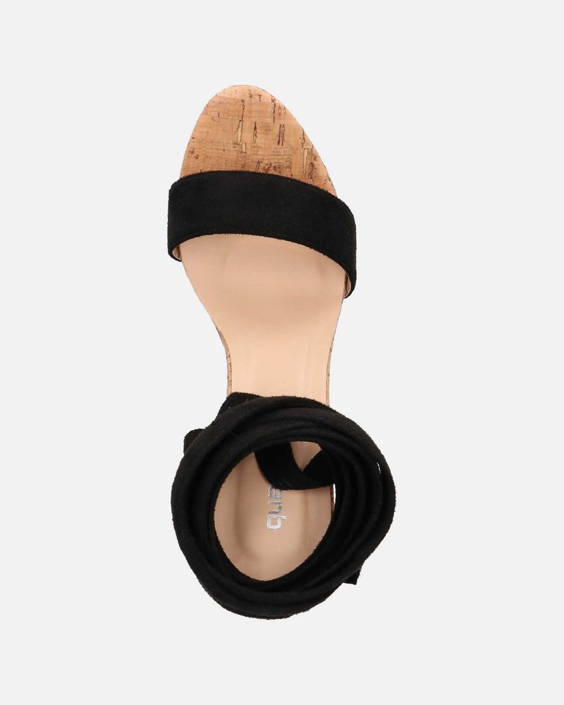 PENELOPE - tacco platform in sughero con camoscio nero