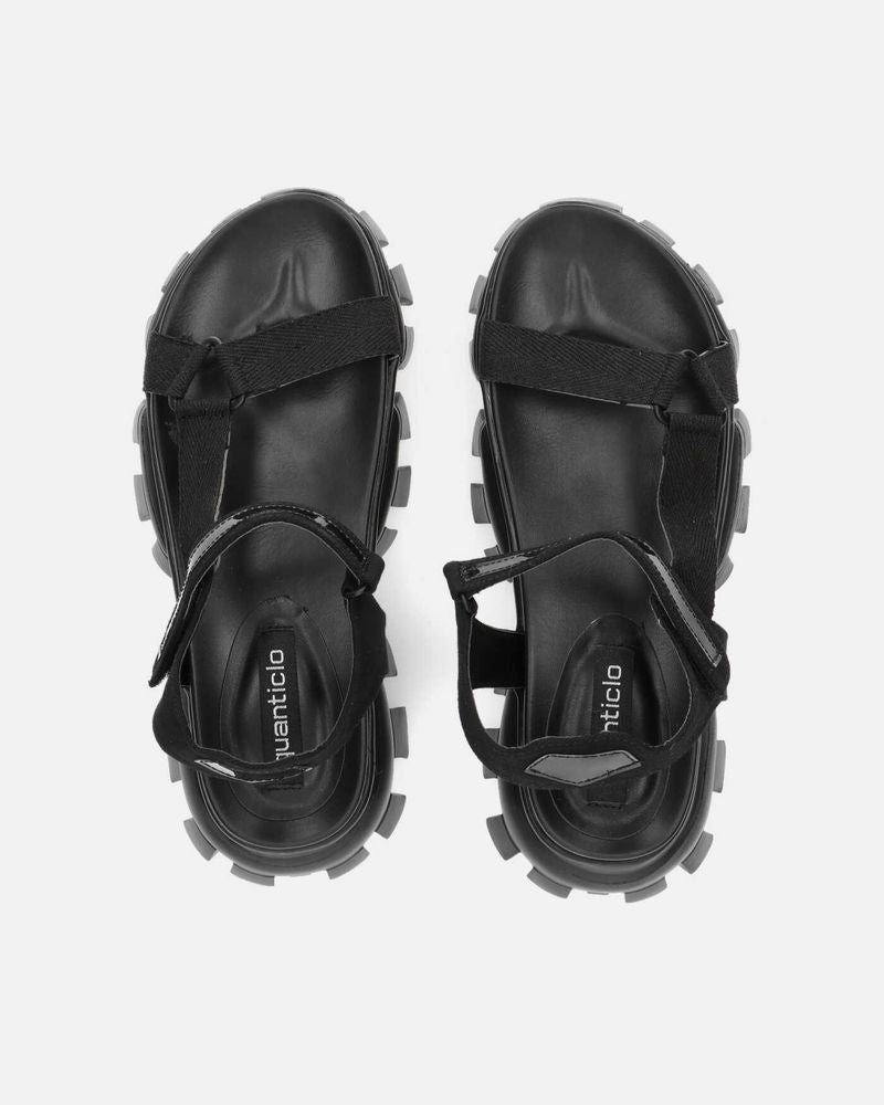 JENNY - sandali neri con chiusura in velcro