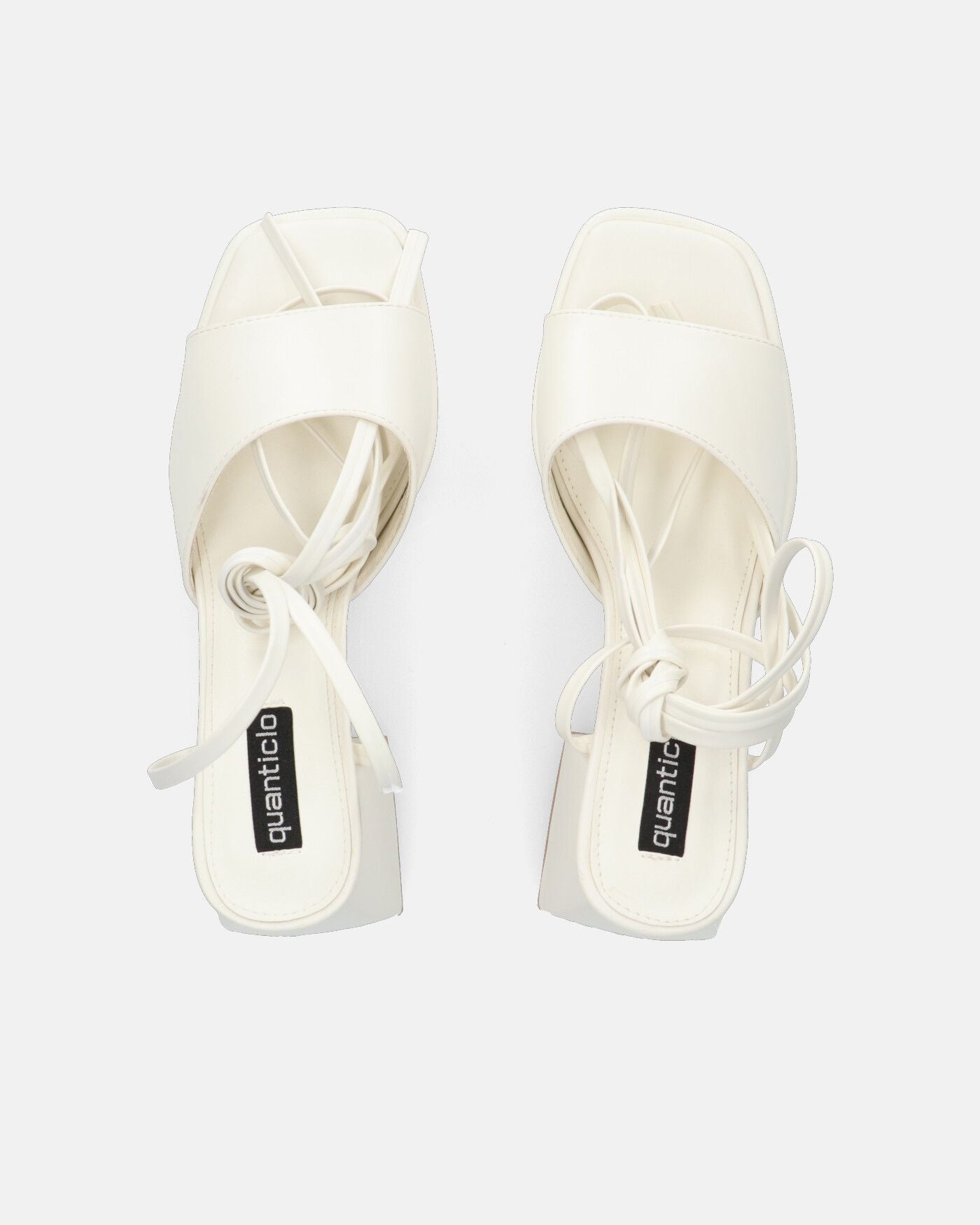 TOMI - sandali bianchi con lacci e tacco squadrato