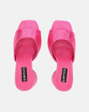 KYSHAN - sandali in raso fucsia con tacco a cono