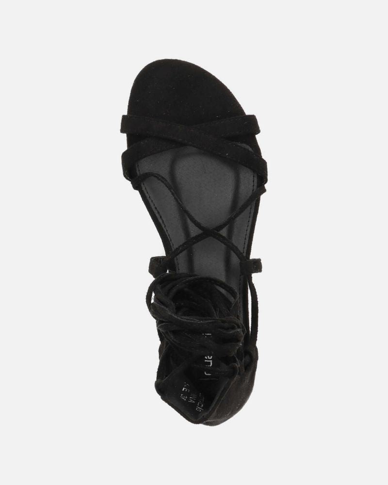 YANNA - sandali in camoscio nero con lacci