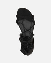 YANNA - sandali in camoscio nero con lacci