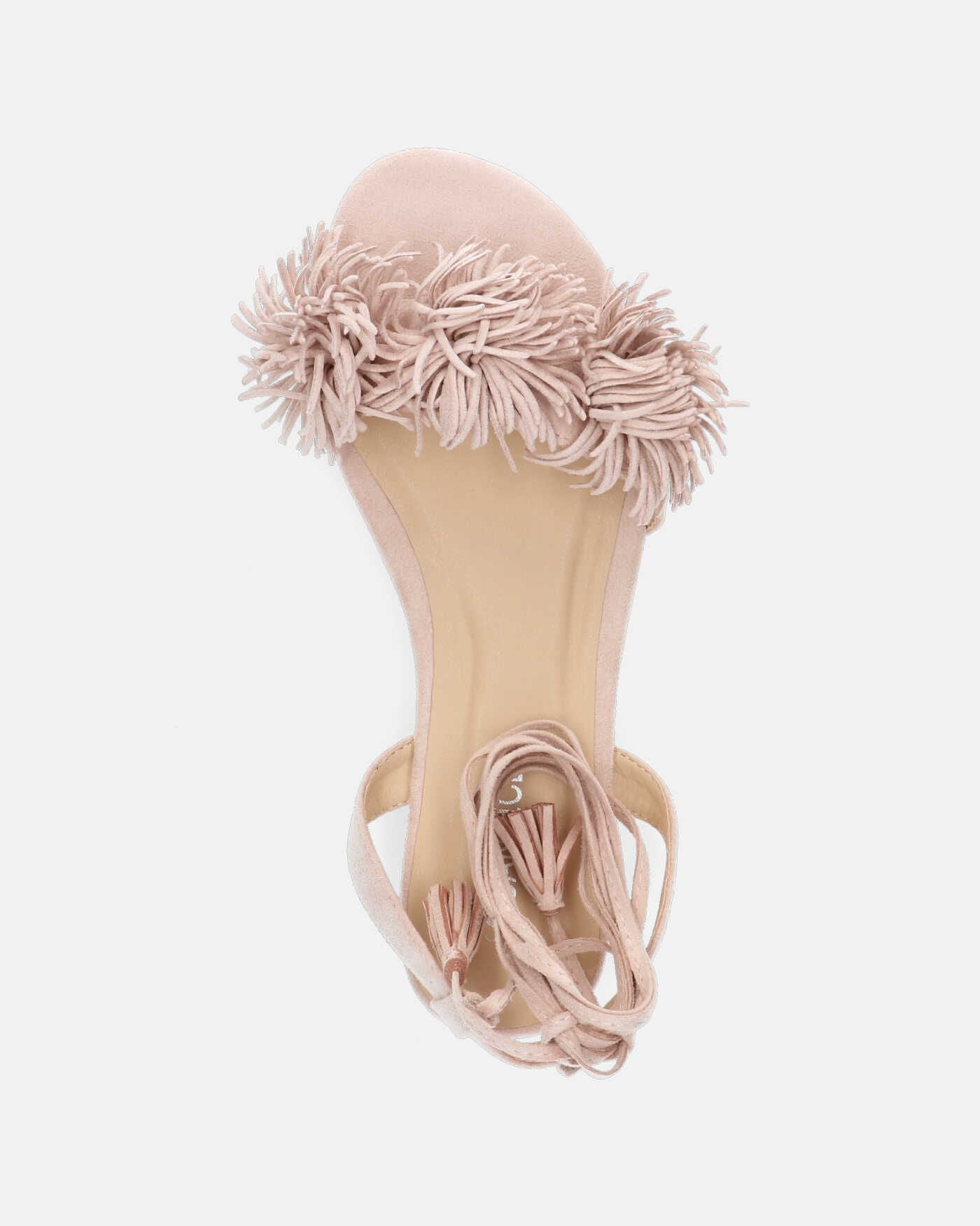 VALERY - sandali in camoscio beige con lacci