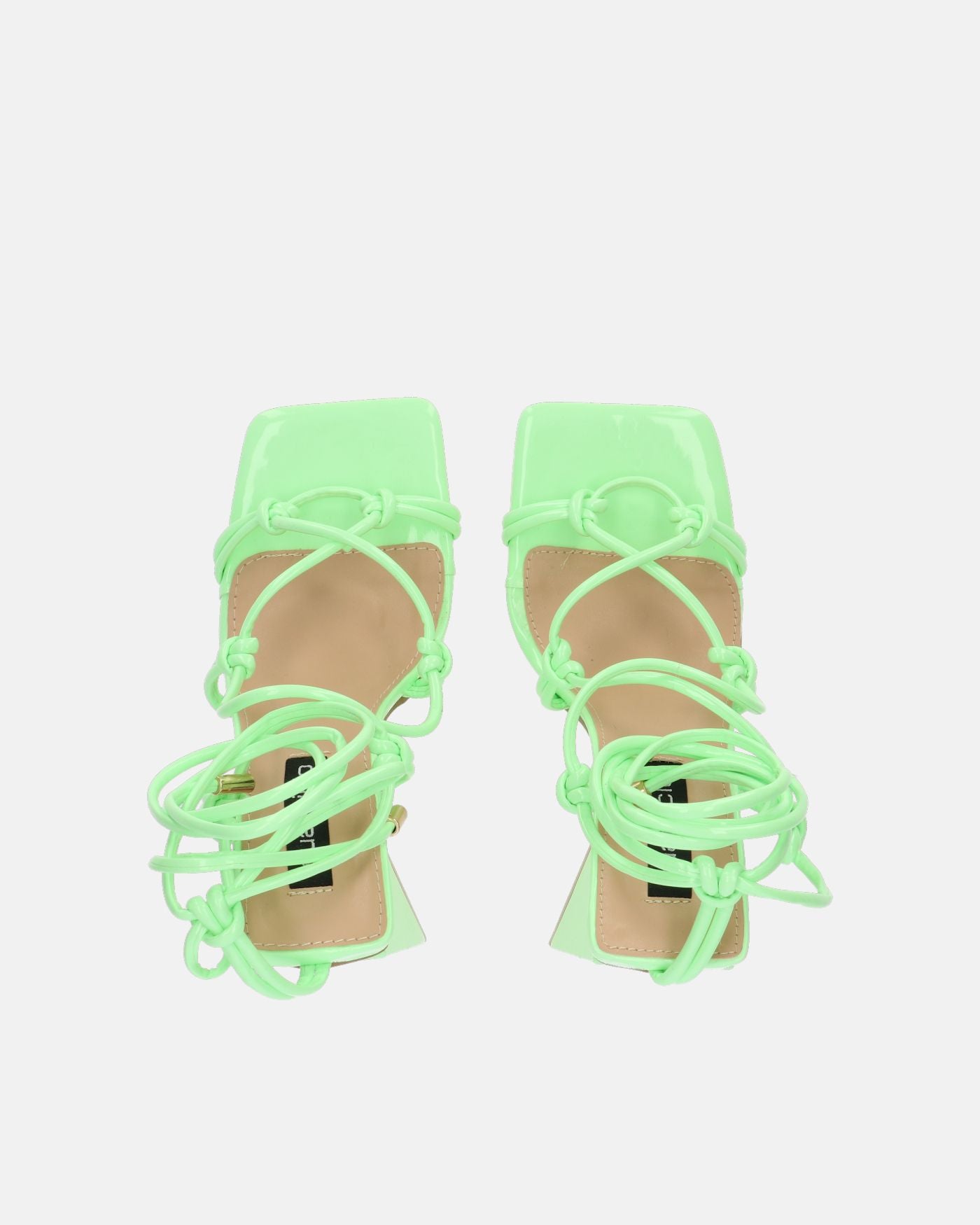 NURAY - sandali con tacco alto in glassy verde con lacci