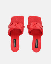 ENRICA - sandalo in pelle rossa intrecciata con tacco