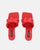 ENRICA - sandalo in pelle rossa intrecciata con tacco