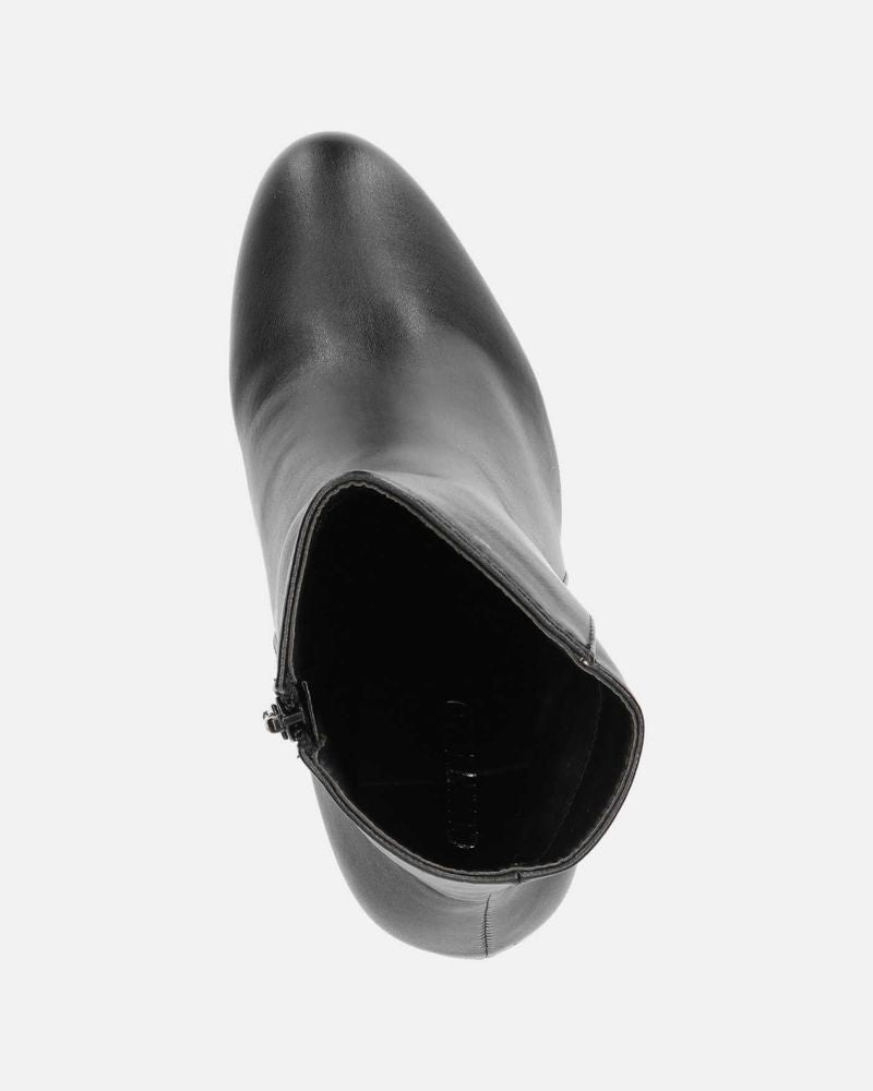 JOANNE - stivaletto nero con tacco in glassy argento