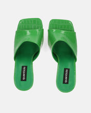 MARGHERITA - sandali con zeppa in glassy verde a trama coccodrillo