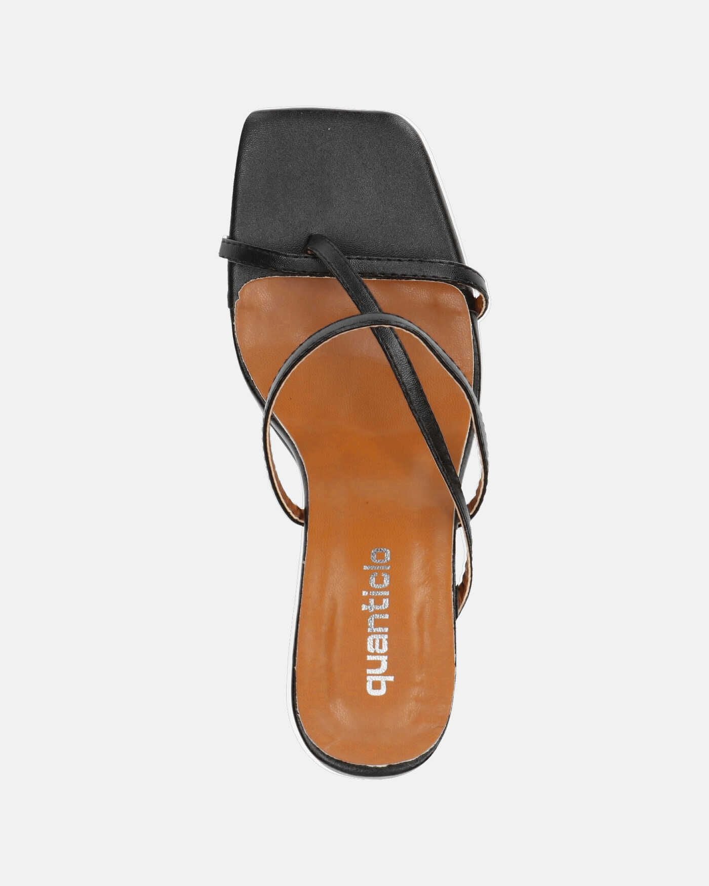 AMPARO - sandali neri con tacco in legno