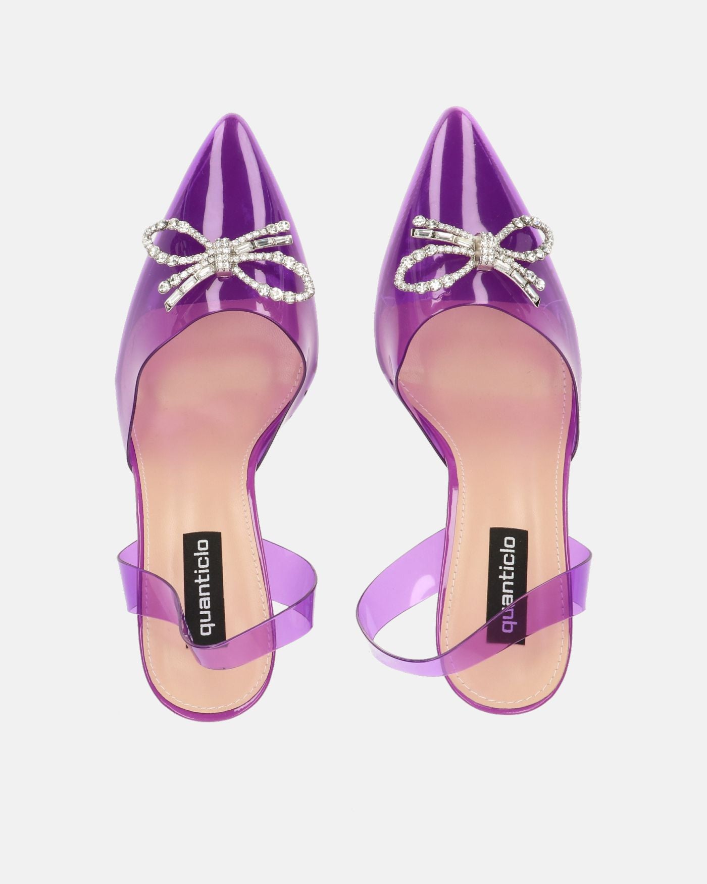 CONSUELO - tacchi in perspex viola con decorazioni in punta