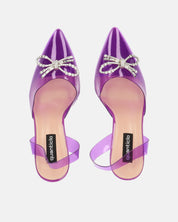 CONSUELO - tacchi in perspex viola con decorazioni in punta