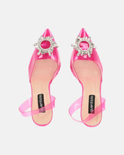 KENAN - scarpe in perspex fucsia con decorazione di gemme in punta