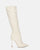 KAYLA - stivali alti con tacco in PU beige e cerniera laterale