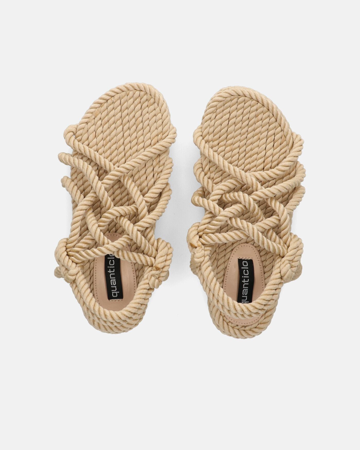 KATERYNA - sandali beige di corda intrecciata