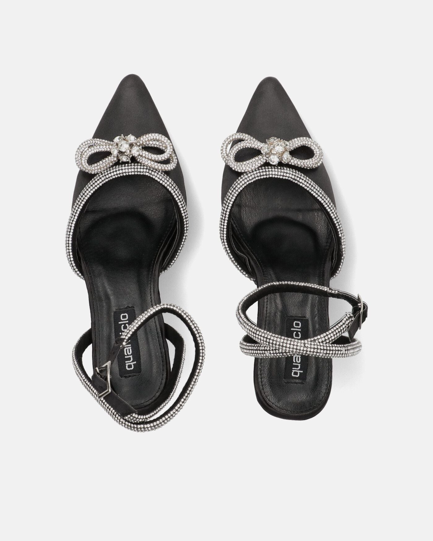 MARETA - scarpe con tacco nere con brillantini e fiocco glitter