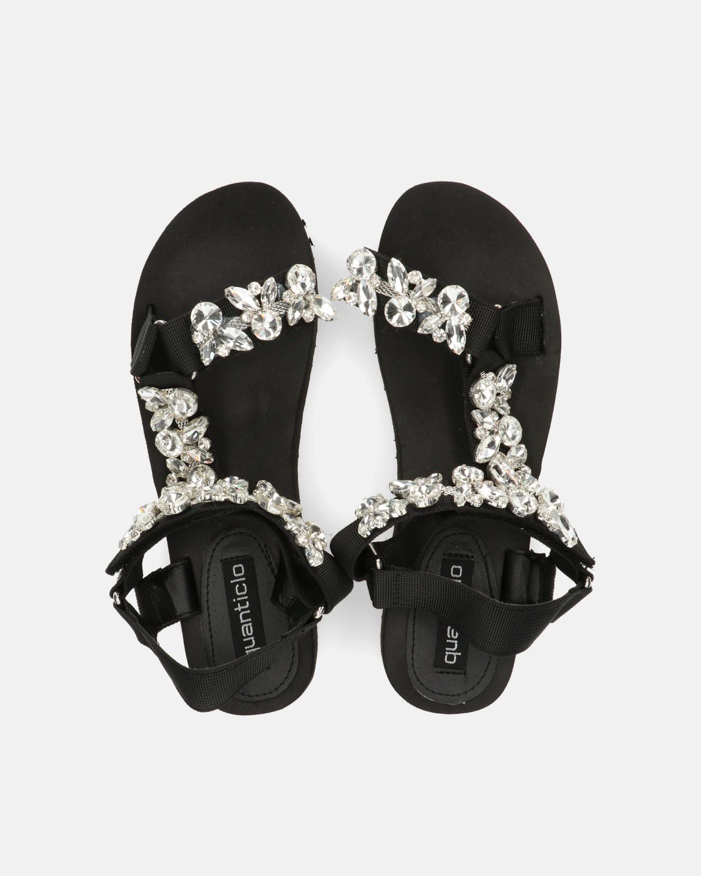 LIZIE - sandalo con plateau in camoscio nero e gemme