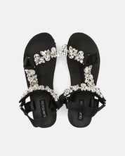 LIZIE - sandalo con plateau in camoscio nero e gemme